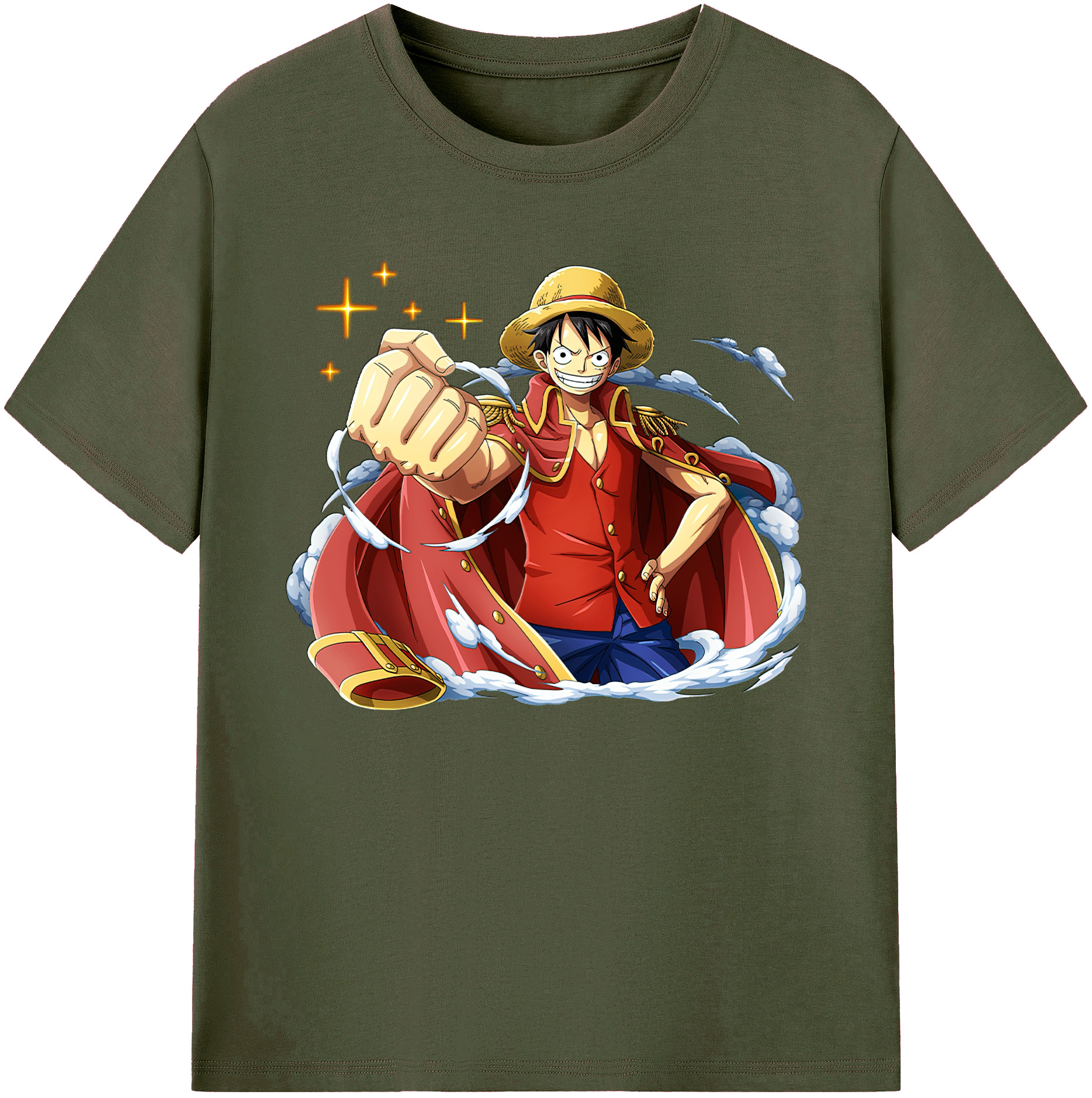ワンピース モンキー・D・ルフィ ONE PIECE Monkey D. Luffy 綿100％ メンズ半袖Tシャツ｜肌触りやわらか＆通気性